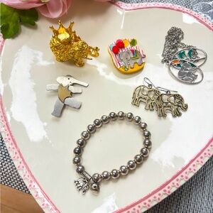 CLEARANCE: Elephant Jewelry and Trinkets (set of 6)